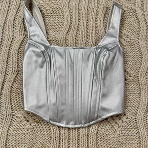 Chic Silver Satin Bustier